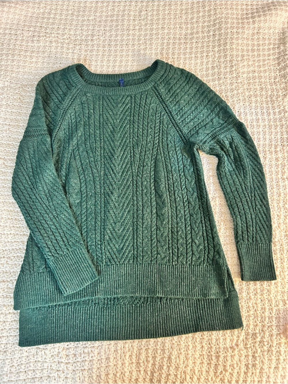 Falls Creek Forest Green Cable-Knit Scoop Neck Sweater